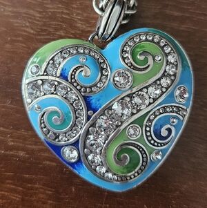 Brighton Heart Pendant Necklace in Blue & Green with Crystal Accents